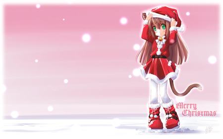 Christmas Nekogirl - anime, neko, girl, christmas