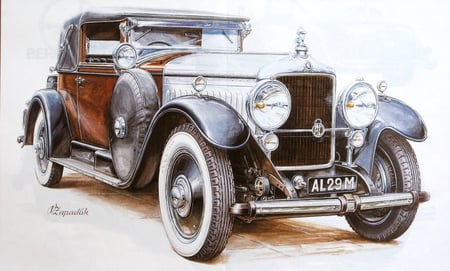 Old Cars in Fine Art - art, abstract, 3d, digital, fantasy