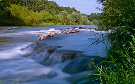 SMOOTH RIVER - trees, wide, rivert, smooth, flow