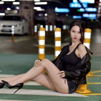 Beautiful Woman Waiting for Her Uber Ride