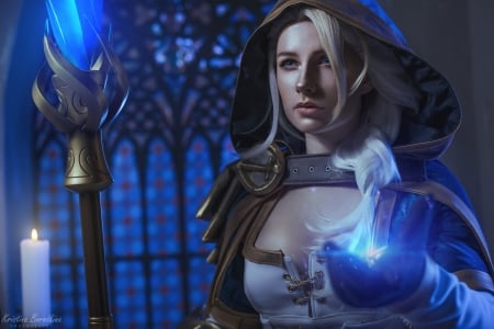 Jaina Proudmoore - game, fantasy, blue, jaina proudmoore, kristina borodkina, luminos