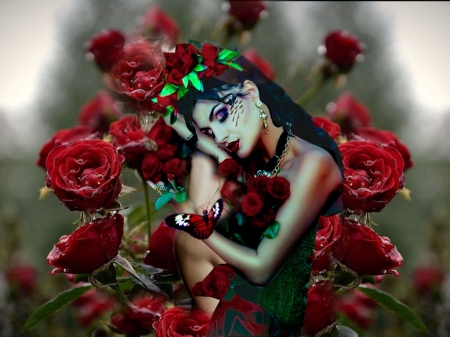 Red Roses - Love Roses Are Red, surreal creative art, etheral women, grandma gingerbread, the WOW factor, photo album, womens wardrobe, women are special, flower crown wreath, female trendsetters