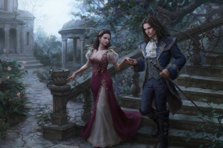 Kovik and Claudia - frumusete, laura sava, fantasy, girl, anotherwanderer, couple, man, luminos