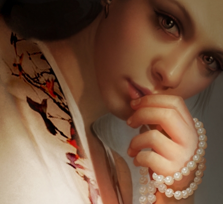 Girl with pearl necklace - Fantasy & Abstract Background Wallpapers on