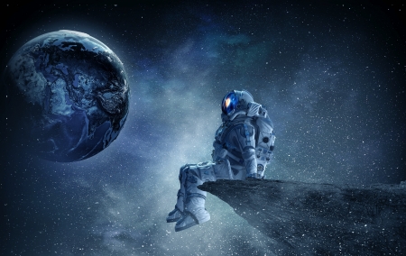 :) - blue, astronaut, planet, fantasy, space, cosmos, luminos, cosmonaut
