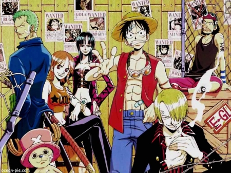One Piece - luffy, nami, nico robin, zorro
