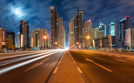 Dubai- United Arab Emirates - city, night, dubai, modern