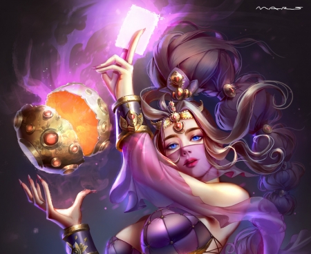 Dancer - purple, pink, frumusete, mars foong, dancer, fantasy, luminos, orange