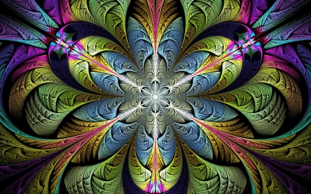 Colorful Fractal - abstract, colorful, flower, fractal