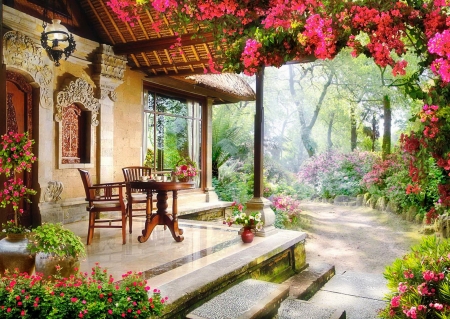 Spring garden - beautiful, flowers, garden, home, house, relax, spring