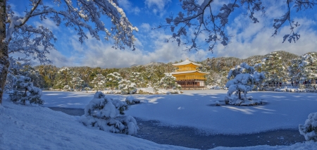 Kinkaku - Ji kyoto - japan, park, temple, winter