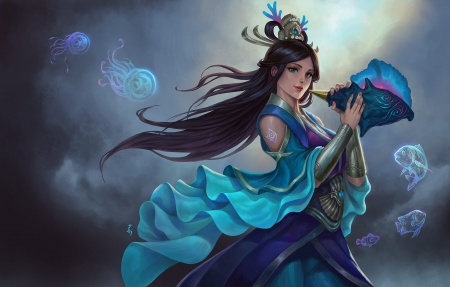 Naigisa - angan kelana, blue, fantasy, fish, frumsuete, gorgeous, luminos, mermaid, naigisa, pesti, shell, siren, summer, vara