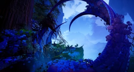 Big Growth Forest - goat, fantasy, animal, blue, tyler smith, silhouette, forest, luminos