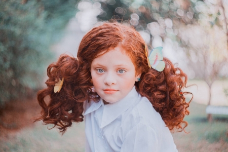 Little redhead - redhead, annie mitova, girl, butterfly, copil, child