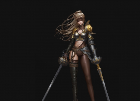 Blind fighter - kongjian bo, fantasy, sword, fighter, girl, blind