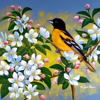 Bird and flowers