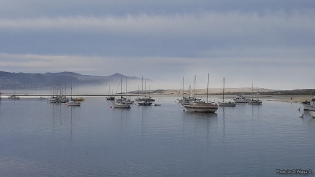 Fog @ Morro Bay, California - Mountains, Morro, Bay, Clouds, Reflectiions, Water, California, Boats, Fog, Sky