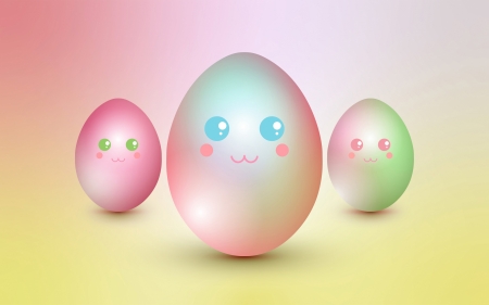 Happy Easter! - easter, yellow, green, egg, card, pink, pastel