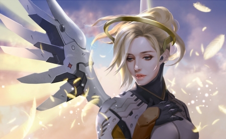 Mercy - mercy, fantasy, overwatch, girl, hgeart, hge