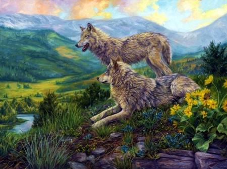 Wolves - fantasy, wolves, animals, nature, wolf