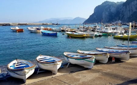 Boats in Capri, Italy - boats, marina, Italy, sea, island, Capri