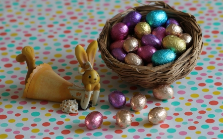 Easter - eggs, colors, Easter, hare