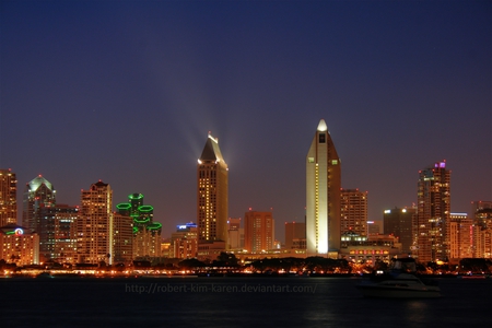 San Diego by the Bay - water, san, diego, lights, skyline, reflection, bay