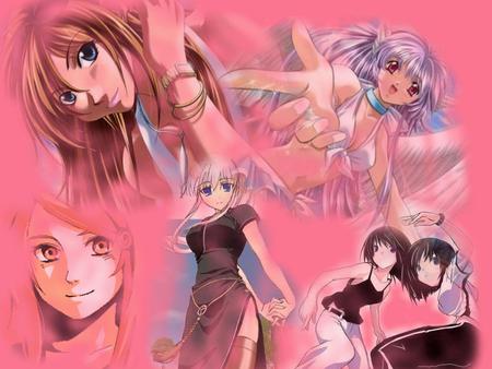 Anime Girls - sexy, girl, collage, hot, female, anime girl, pink, anime, cute