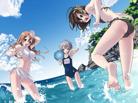 play on the beach - girls, anime, other