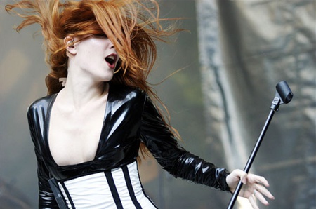 Simone - red hair, black, singing, white, singer, simone, microphone