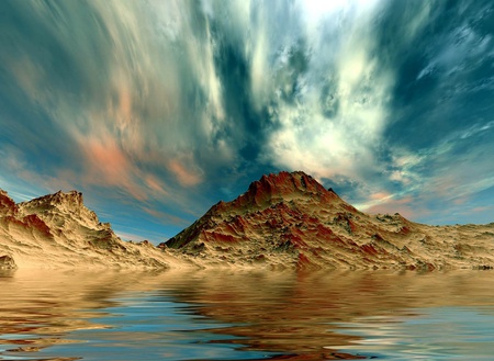 cloudy sky - lake, mountain, reflection, clouds