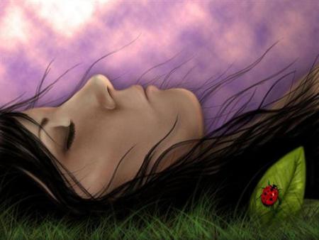 so tired - girl, relaxation, ladybug