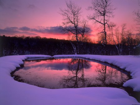 Mount Washington State Forest - snow, nature, pink, sky