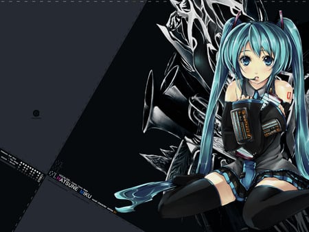 Miku - black, girl, cute, vocaloid