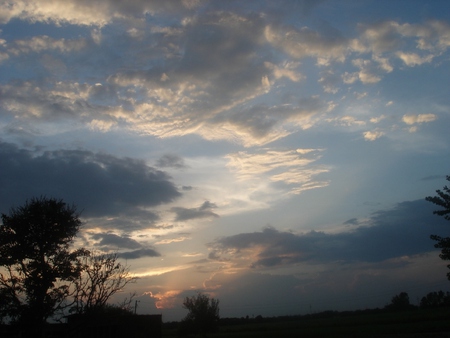 Sky - clouds, tree, sun, sky