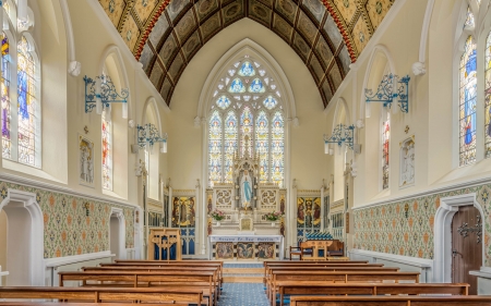 St. Mary's Church - stained glass, inside, architecture, church, interior