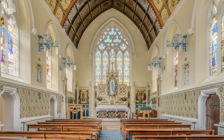 St. Mary's Church - inside, stained glass, interior, church, architecture