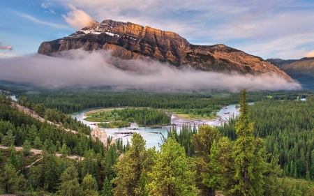 Bow River, Canada - banff, canada, mountains, national park, river
