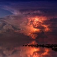 Thunderstorm on ocean