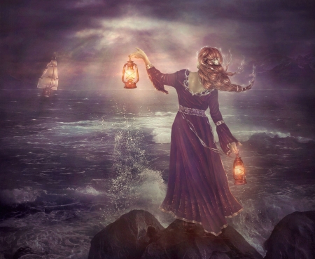 HOPE - LANTERNS, DRESS, SHIP, FEMALE, OCEAN