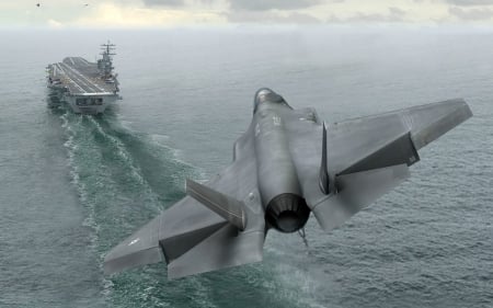 USAF F-35A Coming in on an Aircraft Carrier