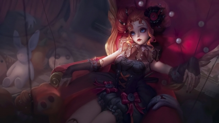 Angela Scream Doll - angela, game, girl, doll, dark, mobile legends, fantasy, red, halloween