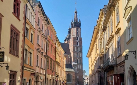 Krakow, Poland - street, Poland, church, houses, Krakow