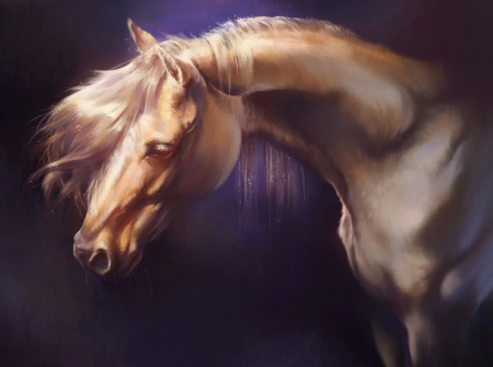 Horse - purple, horse, fantasy, art, ewelina bielska, luminos, cal