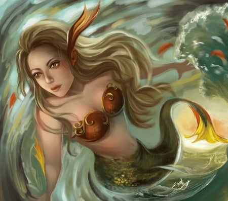 MERMAID - FEMALE, OCEAN, MERMAID, FISH