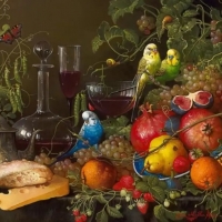 Still life with parrots