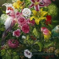 Still life with parrots