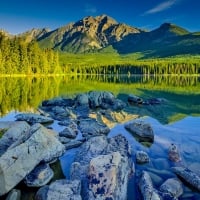 Landscape with mountain and lake