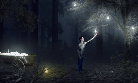 :) - bulb, fantasy, lights, night, man, creative, theo kyriazis, tree