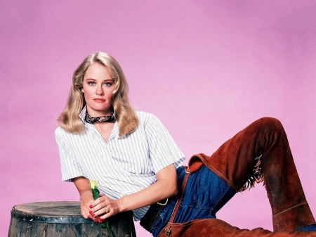 Cybill Shepherd - Cowgirl - jeans, Cowgirl, chaps, beautiful, hot, leather, 2020, actress, Cybill Shepherd, shirt, model, wallpaper